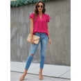 thumbnail image 4 of Womens White Blouse V Neck Ruffle Sleeve Flowy Shirts Dressy Casual Cute Summer Tops, 4 of 4