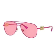 Versace VK 2002 Metal Unisex Aviator Sunglasses Matte Fuchsia 52mm Adult