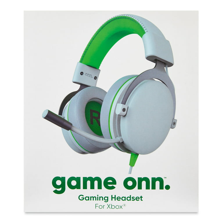onn Xbox Wired Video Game Headset with 3.5mm Connector, Flip-to-Mute Mic,  Cooling Gel Earpads and 50mm Speakers - Black and Green 