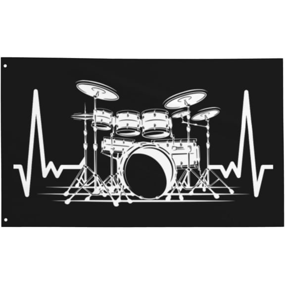 Funny Drums Drummer Drumming Gifts For Women Men Black Flag 3x5 Ft Banner Tapestry Funny Flags for Room Guys Decor Outdoor Parties Gifts Mom Gifts Fathers Day Gift for Dad Birthday Gifts