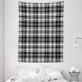 thumbnail image 1 of Abstract Tapestry, British Tartan Celtic Pattern with Vertical Horizontal Symmetric Stripes Image, Wall Hanging for Bedroom Living Room Dorm Decor, 60W X 80L Inches, Black White, by Ambesonne, 1 of 2