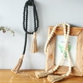 thumbnail image 3 of Honrane Handmade Rustic Farmhouse Wooden Bead Garland: Wood Round Bead with Hemp Rope Tassel, Elegant Wall Hanging Decoration for Home, 3 of 8