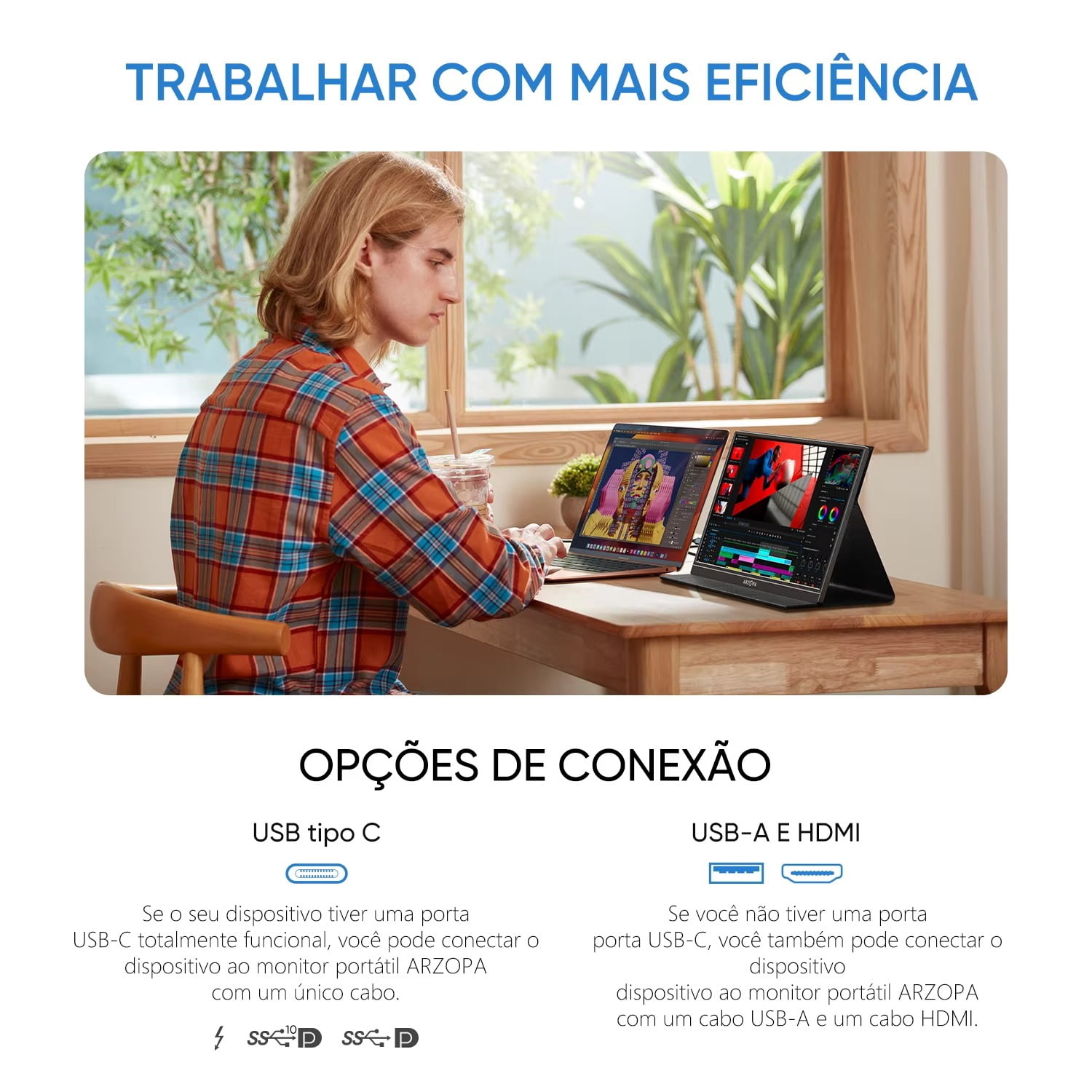 Arzopa 15.6 inch FHD 1920*1080P Portable Monitor with HDMI USB IPS Second Monitor External for PC Laptop Mac Switch Xbox ps4