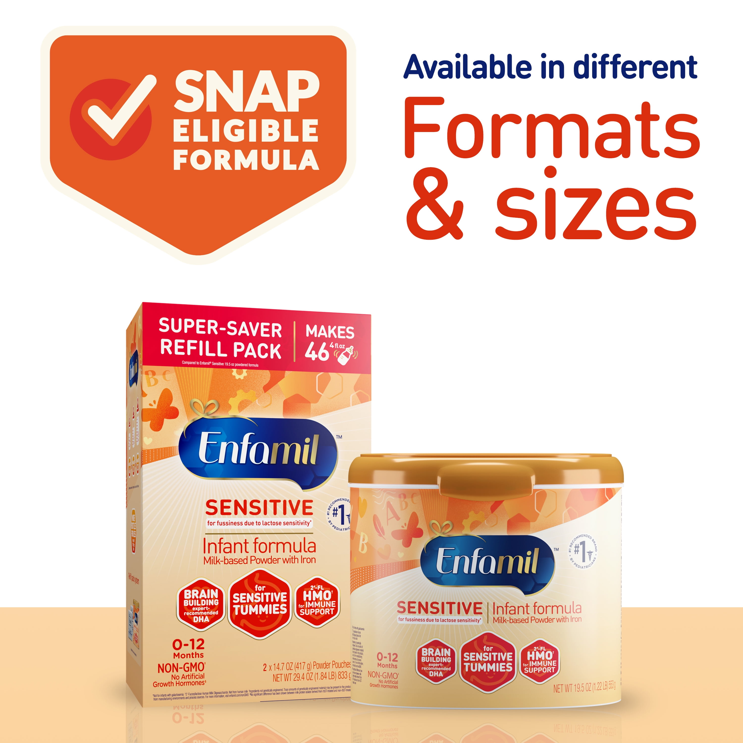 (3 pack) Enfamil Sensitive Baby Formula with DHA, Iron & Prebiotics to help support Brain & Immune Support. Lactose Sensitivity Infant Formula Inspired by Breast Milk, Non-GMO, Powder Can, 19.5 Oz