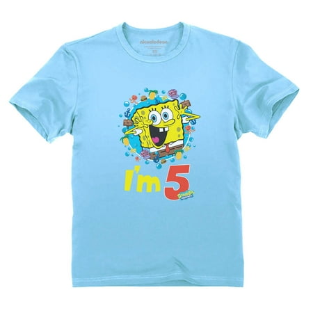 

Tstars Boys Unisex 5th Birthday Gift Official SpongeBob I m 5 Tshirt Birthday Gift for 5 Year Old Birthday Gift for Boys Birthday Party B Day Toddler Kids T Shirt