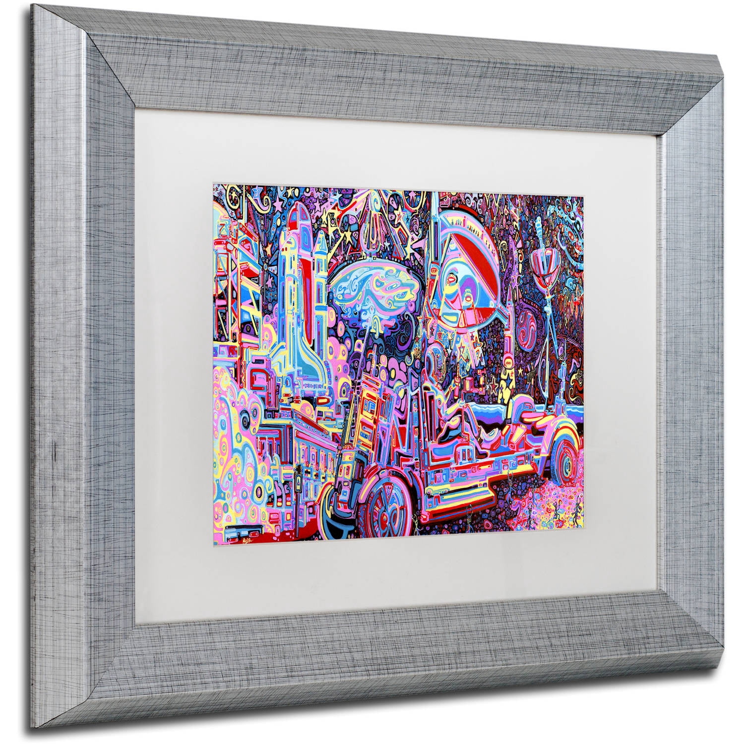 Trademark Fine Art Abstract Matted Framed Art ' Moon Buggy ' by Josh Byer