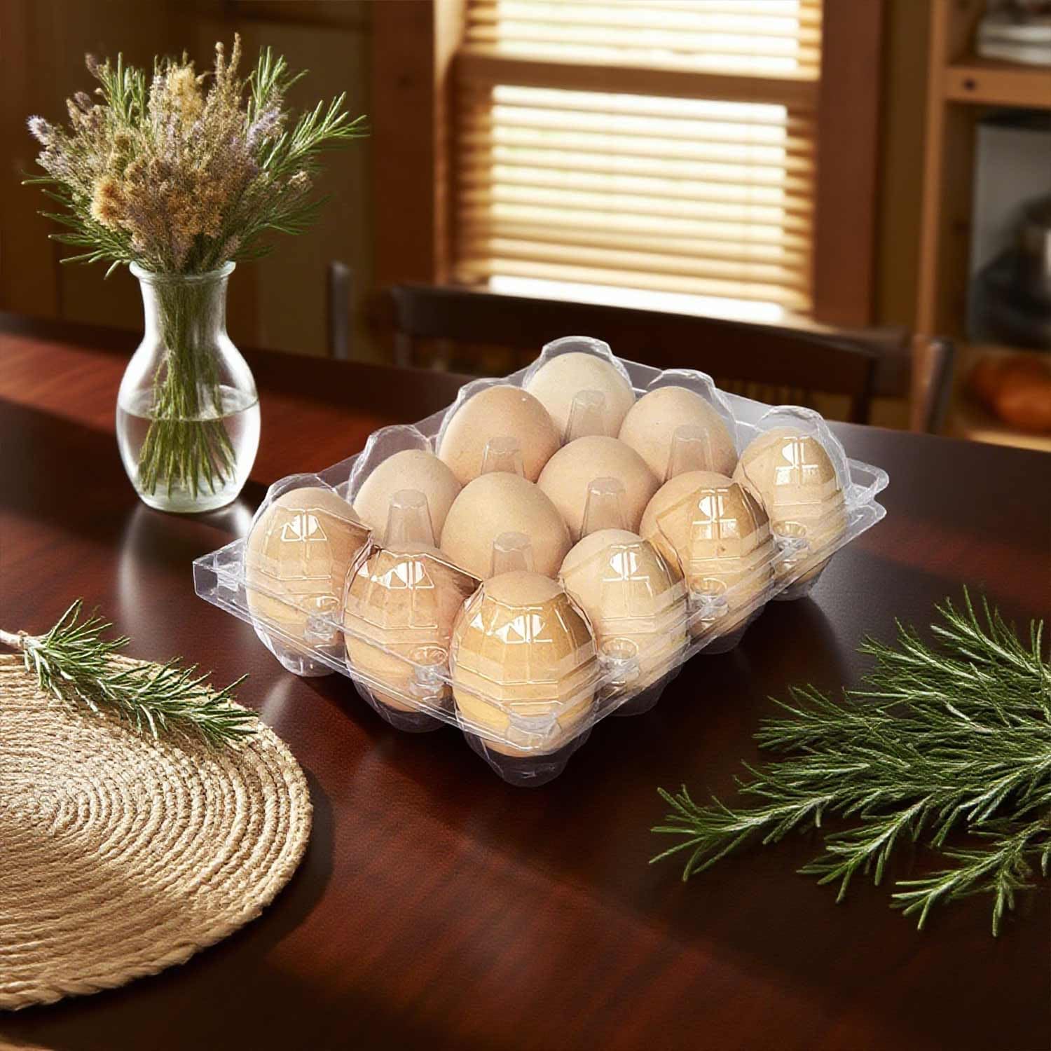 Neighborly Nook 50-Pack of 12-Count Plastic Egg Cartons – Bulk Clear Reusable Egg Containers Holds Chicken Eggs | Egg Cartons Cheap Bulk, Eggs 12 Count,Suitable for farms, markets and families.