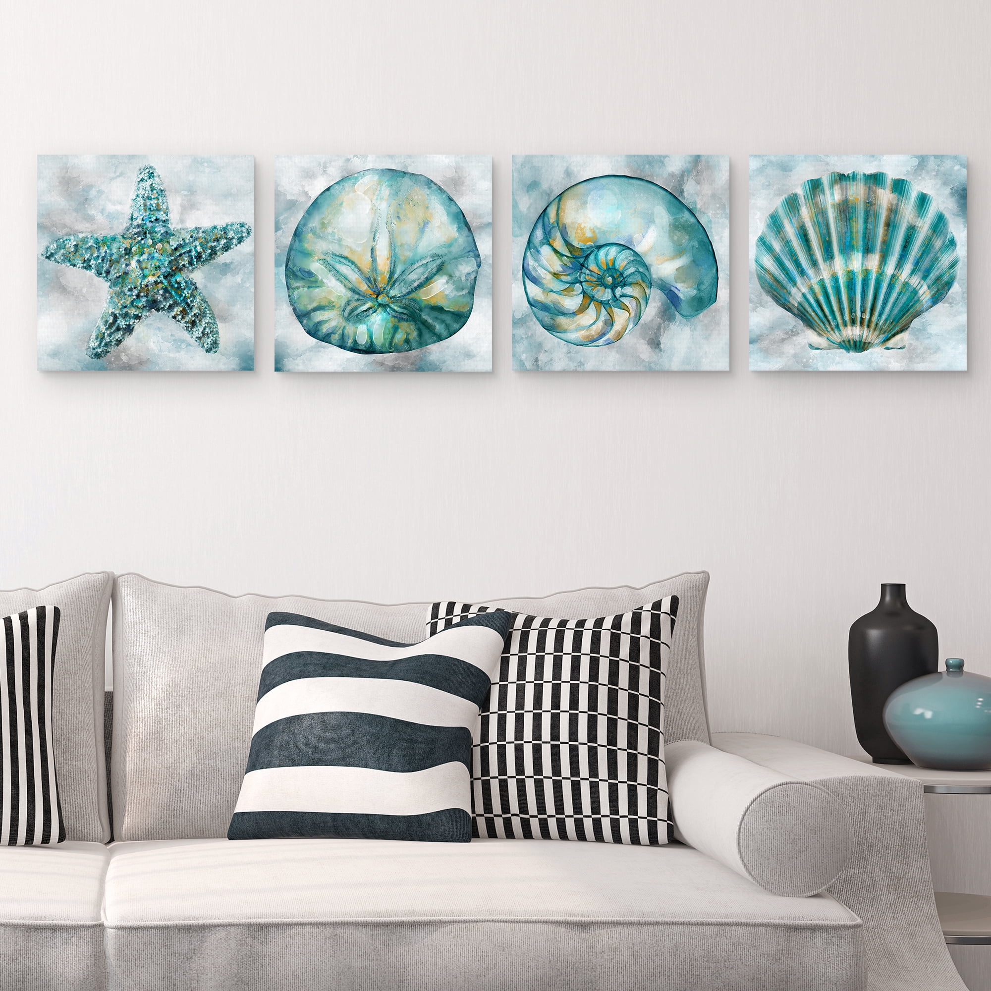 Elegant Shells I, II, III, IV by Studio Arts Set of 4 Canvas Prints