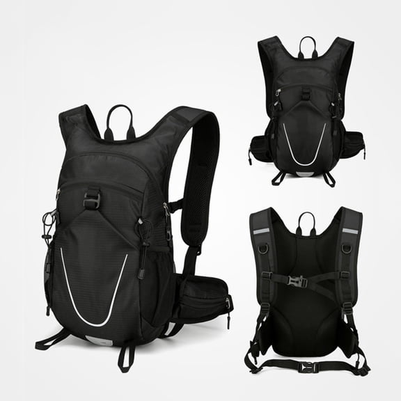 Reflective Safety Running Backpack, Portable Water‑Repellent Daypack for Students Teenagers and Outdoor Enthusiasts Black A