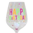 Topshelf Decorative Luster Glass Oversized Happy Birthday Wine Glass