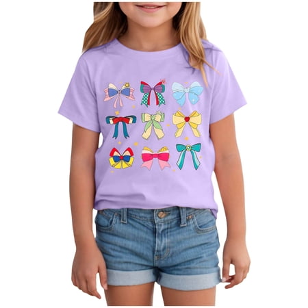 Yindaity Youth Toddler T-Shirt Girls Tops Purple 9-10 Years