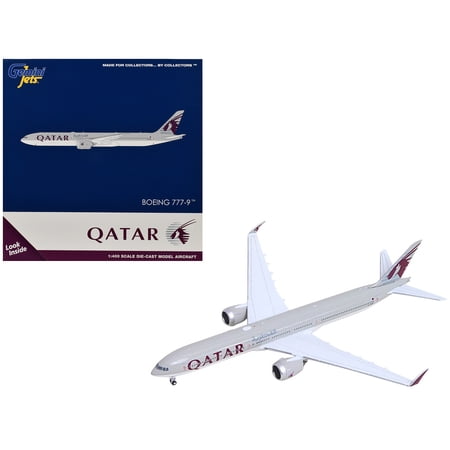 Boeing 777-9 Commercial Aircraft "Qatar Airways" (A7-BKA) Gray with Dark Red Tail Graphics 1/400 Diecast Model by GeminiJets