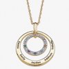 Personalized Birthstone and Diamond Accent 14kt Gold over Brass Family Name Circle Pendant, 20"