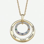 Personalized Birthstone and Diamond Accent 14kt Gold over Brass Family Name Circle Pendant, 20"