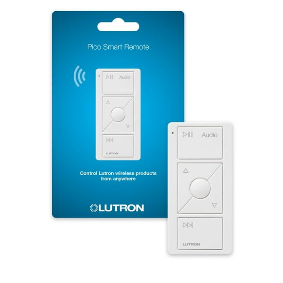 Lutron Pico Remote for Audio, Works with Sonos (Caseta Smart Hub Required), Raise/Lower Volume, Pause and Skip Tracks, For Table Top or Wallmount Use, PJ2-3BRL-GWH-A02, White