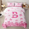 thumbnail image 2 of Erosebridal Princess Letter B Bed Spread Queen, Cute Ribbon Queen Coverlet Set, 3pcs, 2 of 7