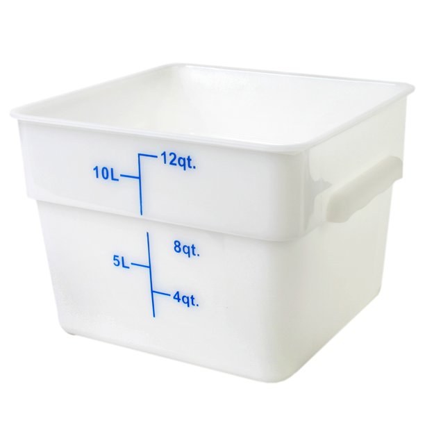 Excellante 12 quart plastic square food storage containers white, NSF