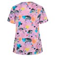 thumbnail image 3 of Puntoco Blusa de manga corta con cuello en V para mujer Uniforme de trabajo Blusa con estampado de dibujos animados Puntoco Puntoco-2698, 3 of 7