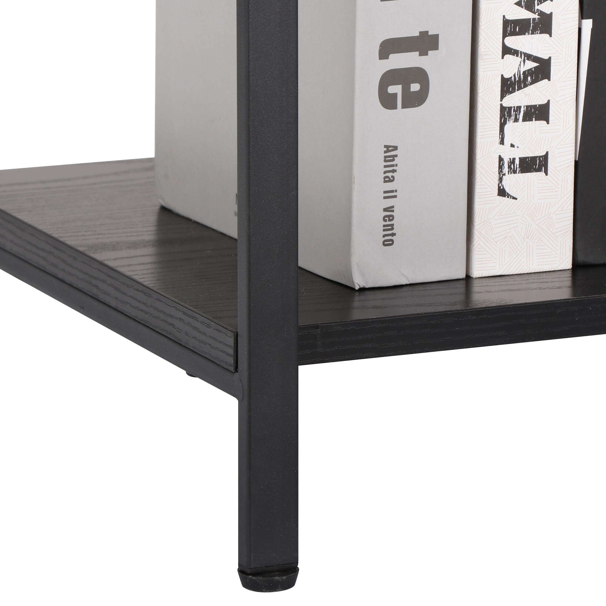 ZenStyle 2-Tier Particle Board Storage Shelves with Metal Frame, 22.44"H x Black, 1-Pack