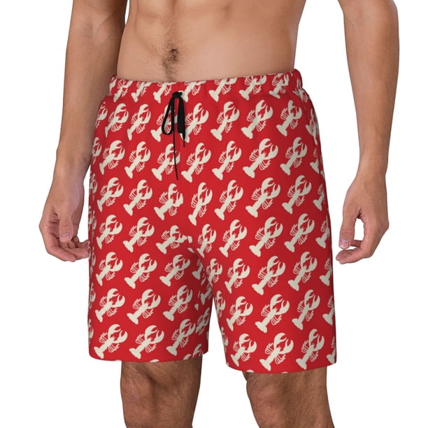 Balery Retro Lobsters Bañador para hombre, shorts de playa de secado rápido con entrepierna y forro de compresión-Small