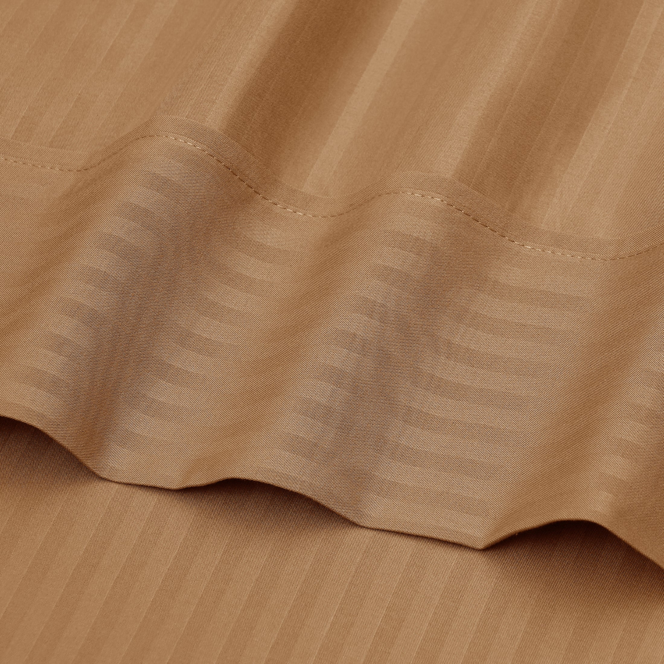 Mainstays Super Soft Brushed Microfiber Bed Sheet Set, Caramel Brown Embossed Stripe, Queen, 4 Piece