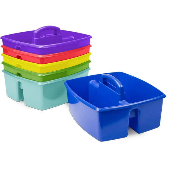 Storex 2-Compartment Supply Caddy, Assorted Colors, 6-Pack