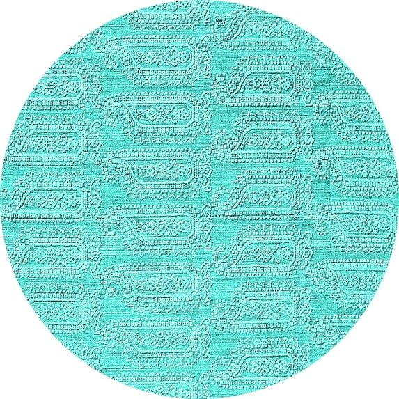 Ahgly Company Indoor Round Solid Turquoise Blue Modern Area Rugs, 6' Round