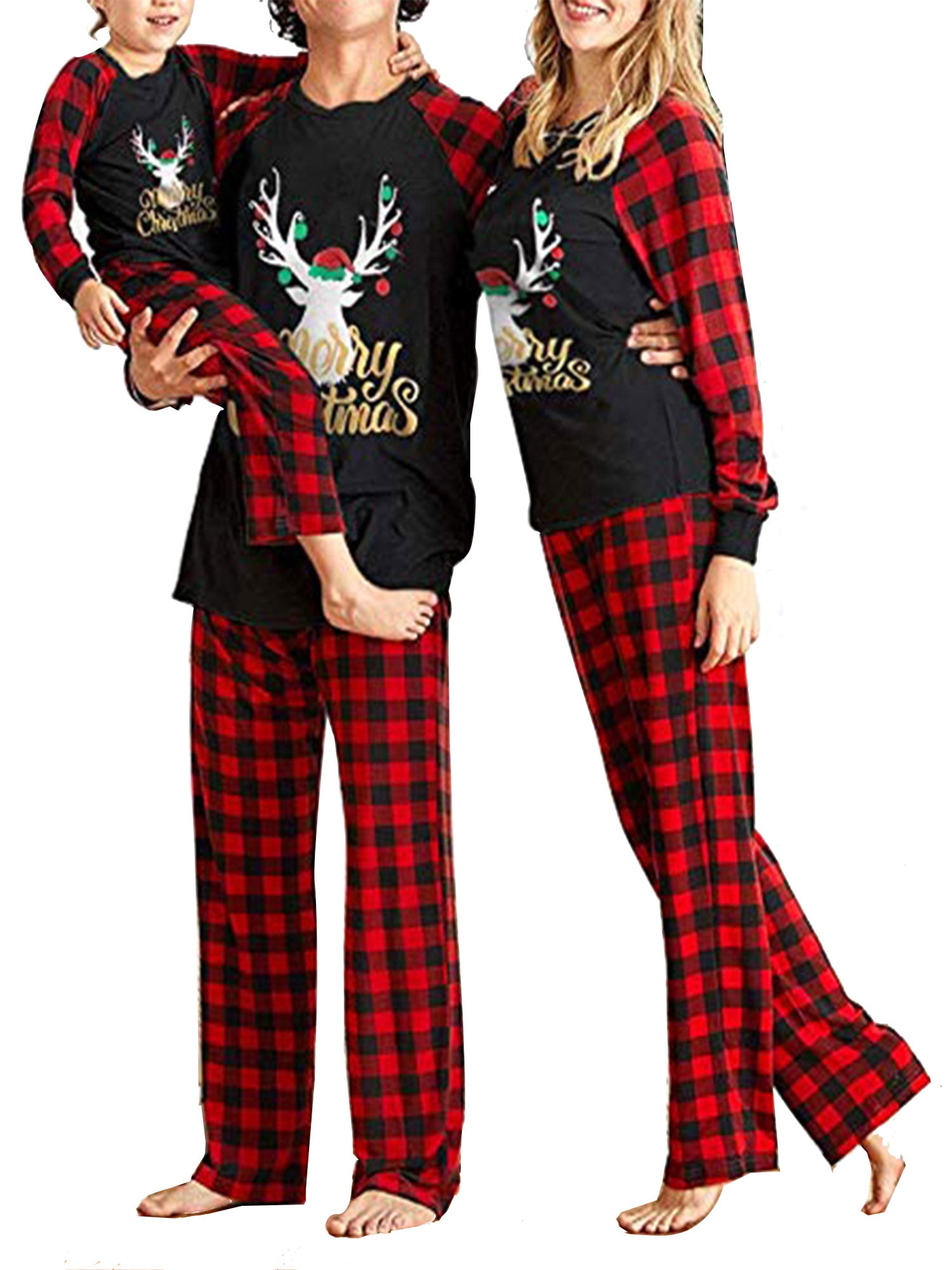 Christmas Pajamas for Family Christmas Pajamas Christmas Pajamas for Women Xmas Stretchy 2pc Blouses and Pants Sets