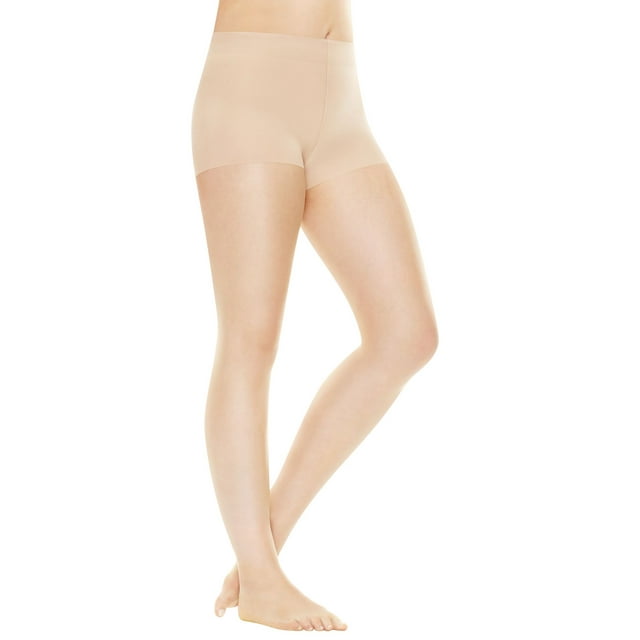 Hanes Womens Perfect Nudes Run Resistant Tummy Control Girl Short Hosiery, XL,