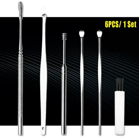 LELINTA 6 Pieces Stainless Steel Ear Wax Remover Earpick Ear Cleaner Set with Storage Box