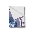 thumbnail image 2 of Floral Soft Flannel Fleece Throw Blanket, with Flower Pattern in Round Pattern Tulip Flowers Artwork Print, Cozy Plush for Indoor and Outdoor Use, 50" x 70", White Lilac and Blue, by Ambesonne, 2 of 5