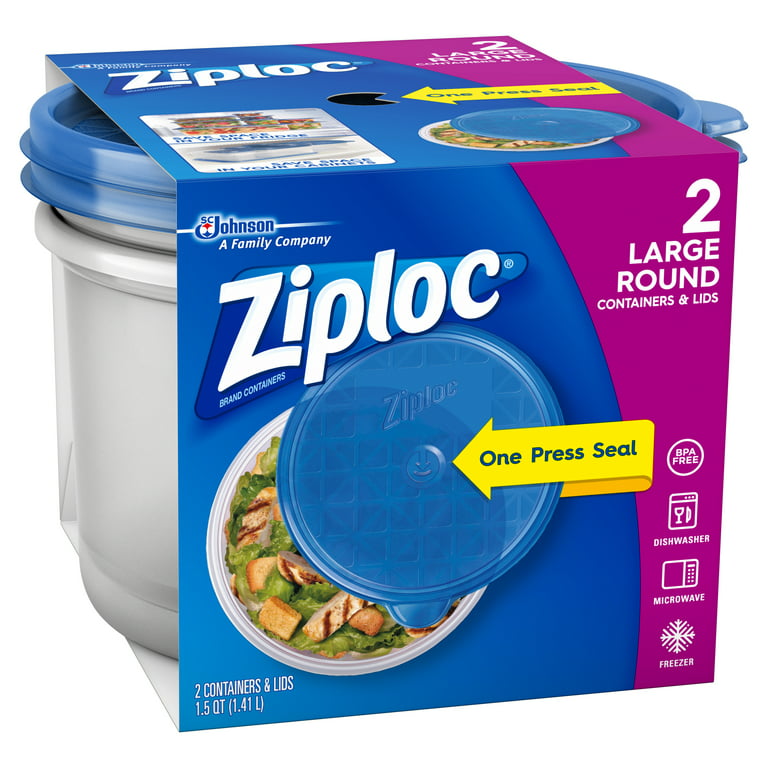 Ziploc 1.5Qt Designer Large Round Containers & Lids 2Ct