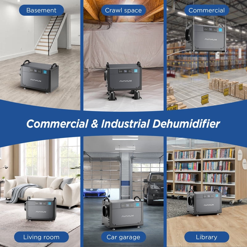 120 pt. 1700 sq. ft. Bucketless Commercial Dehumidifier in Gray, Remote Control