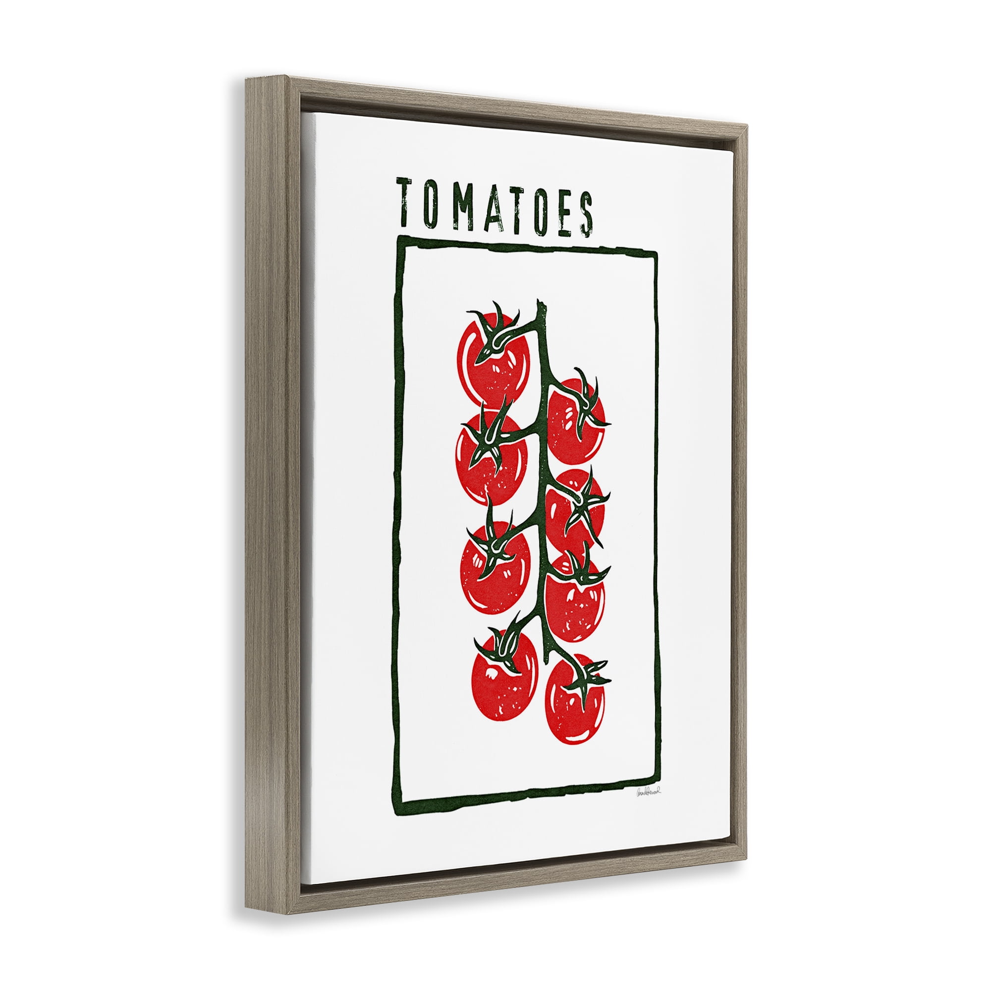 Stupell Industries Ripe Tomatoes Cluster Brown Framed Floater Canvas Wall Art, design by Amanda Greenwood