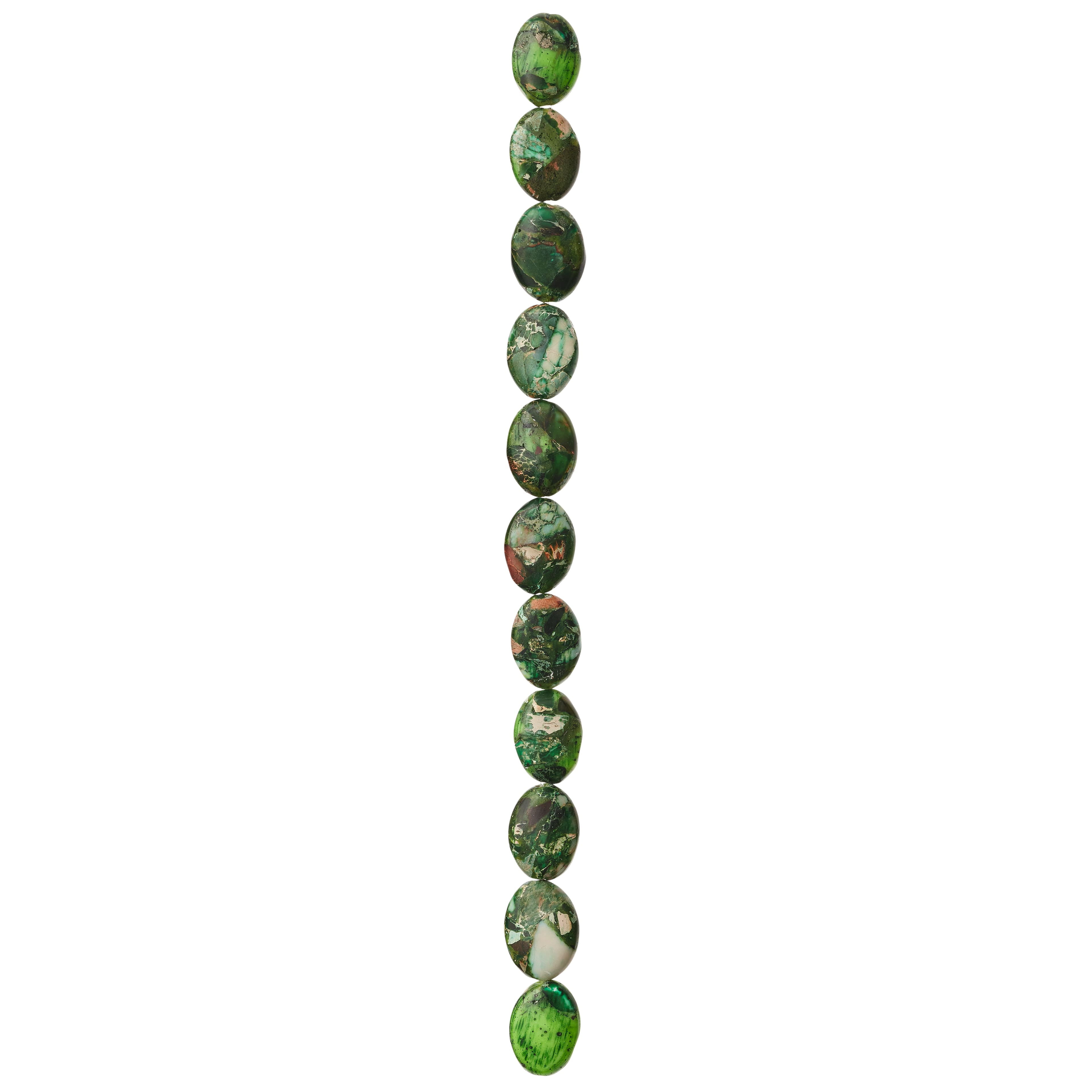 Bead Landing Green Imperial Jasper Oval Beads, 14mm, 12 Pack