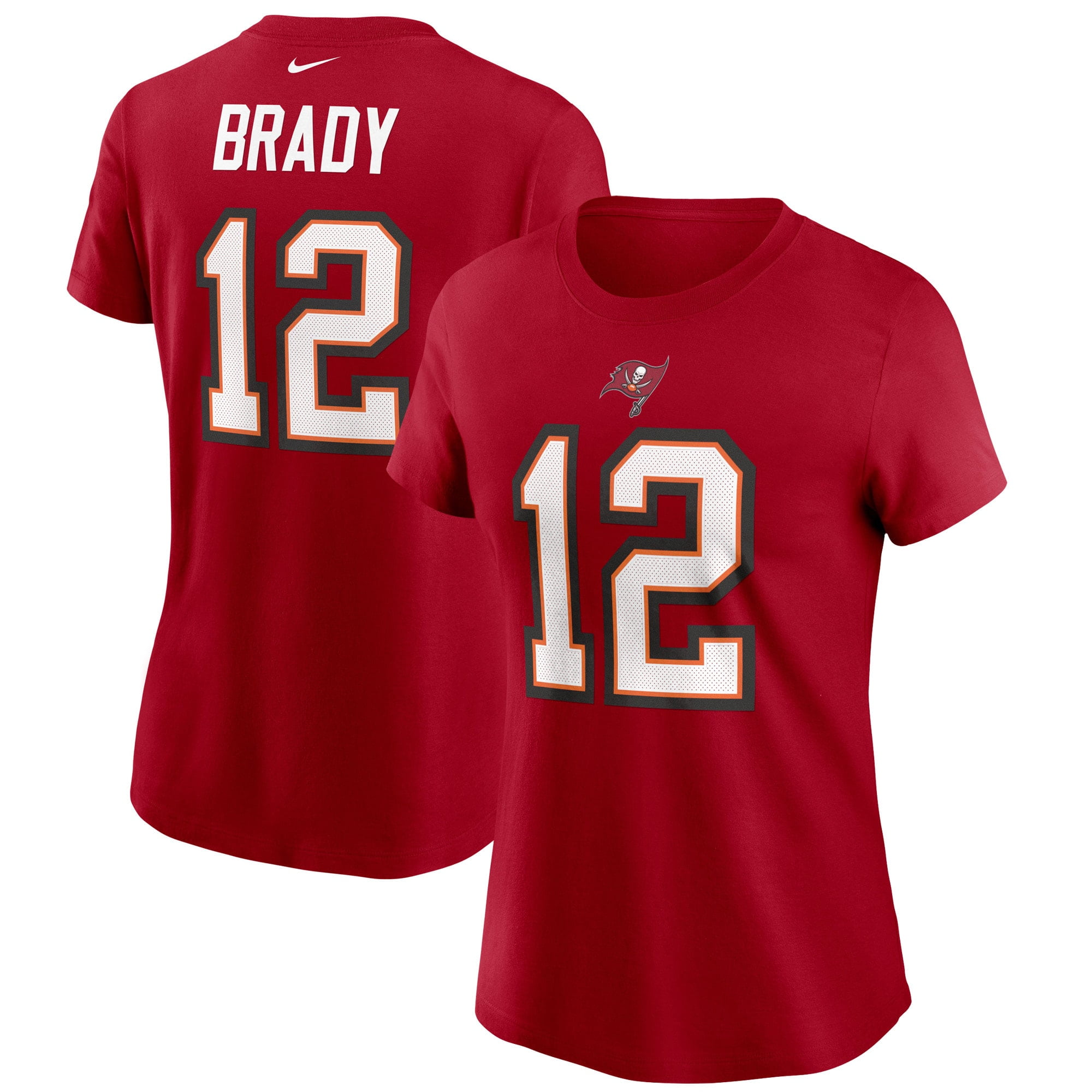 Women's Nike Tom Brady Red Tampa Bay Buccaneers Name & Number T-Shirt