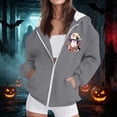 thumbnail image 5 of Edvintorg Womens Jacket Halloween Printed Hooded Zip up Coat Long Sleeve Loose Casual Outerwear with Pocket Plus Size Women's Clothing Gray S-3XL, 5 of 8