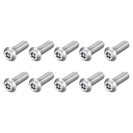 10Pack 1/4-20 x 3/4" Torx Security Machine Screws Bolt, Silver Tone