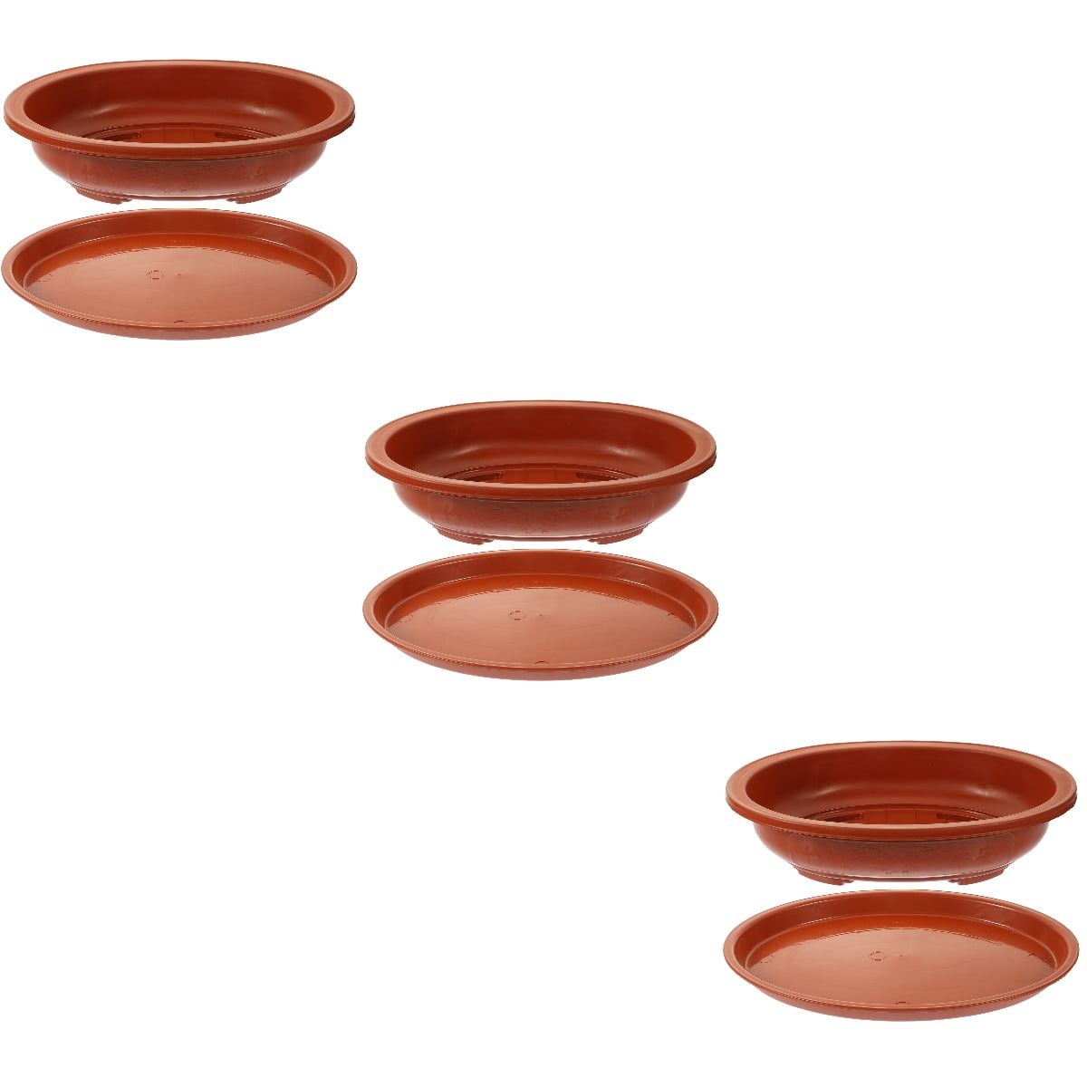 Hemoton 3 Sets  Garden Plastic Planter Large-capacity Household Bonsai Pot Oval Gardening Bonsai Container