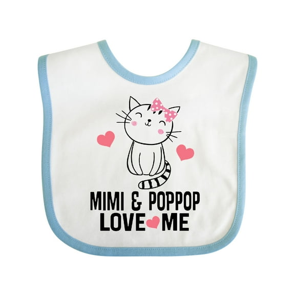 Inktastic Mimi and Poppop Love Me Grandchild Cat Girls Baby Bib