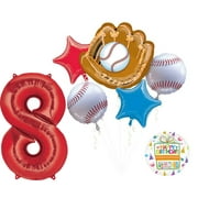 Baseball 8th Birthday Party Supplies and Balloon Bouquet Decorations