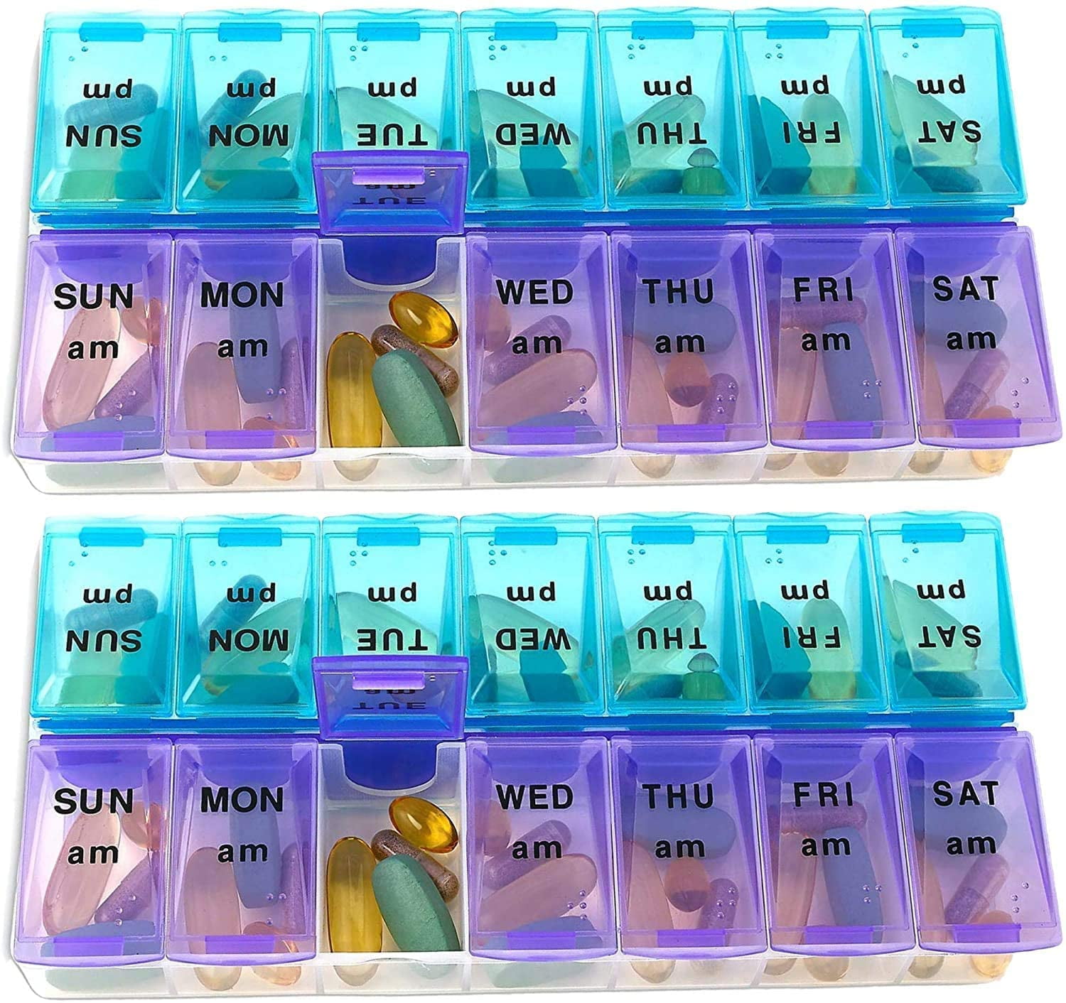 Weekly Pill Organizer, Twice-a-Day, Pack of 2