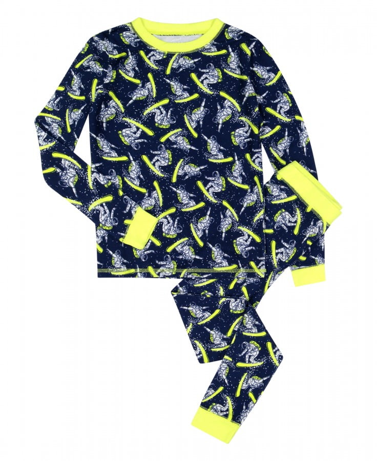 Essentials Boys' Long-Sleeve Tight-fit 2-Piece Pajama Set 