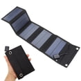 thumbnail image 1 of 5V 15W USB Solar Charger Portable Solar Battery Waterproof Solar Battery Charger USB Solar Panel Power Bank with 5 Solar Panels for Charging Mobile Phones Suitable for Outdoor Hiking and Camping, 1 of 8