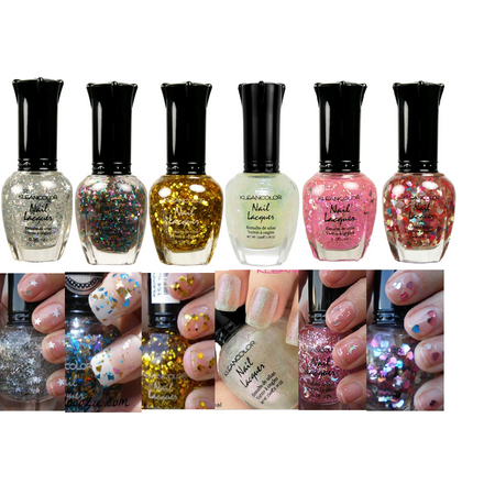 LWS LA Wholesale Store  KLEANCOLOR NAIL POLISH GLITTER HALF COLLECTION LOT OF 6 BEST COLORS! LACQUER (The Best Nail Varnish)