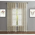 thumbnail image 2 of Warm Home Designs Pair of Short Length 54” (W) x 63” (L) Semi Sheer Gold Linen Lace Curtains. L Linen 63, 2 of 4