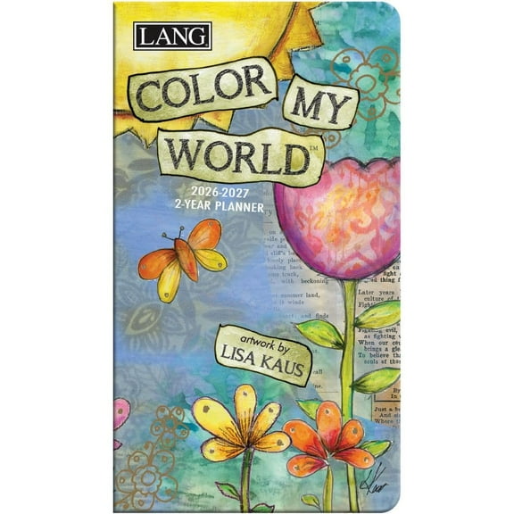 Lang Companies, Color My World 2 Year 2026 Pocket Planner, 3.63'' X 6.5'', Weekly Calendar with Spiral Binding