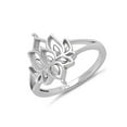 thumbnail image 3 of Cocktail Flower Simplistic Design 925 Silver Platinum Plated Women Valentines Day Gifts Ring Jewelry, 3 of 4