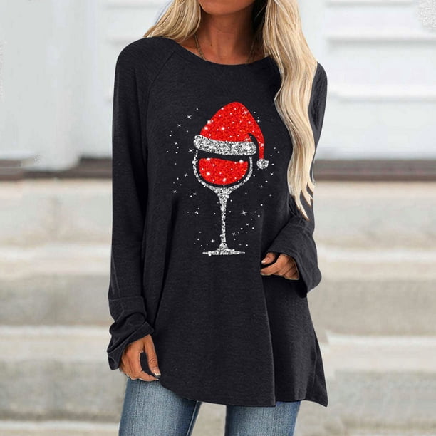 Puntoco, camisas informales florales de manga larga para mujer, jersey de cuello redondo liso, túnica holgada con estampado de puesta de sol, tops Puntoco Puntoco-1256