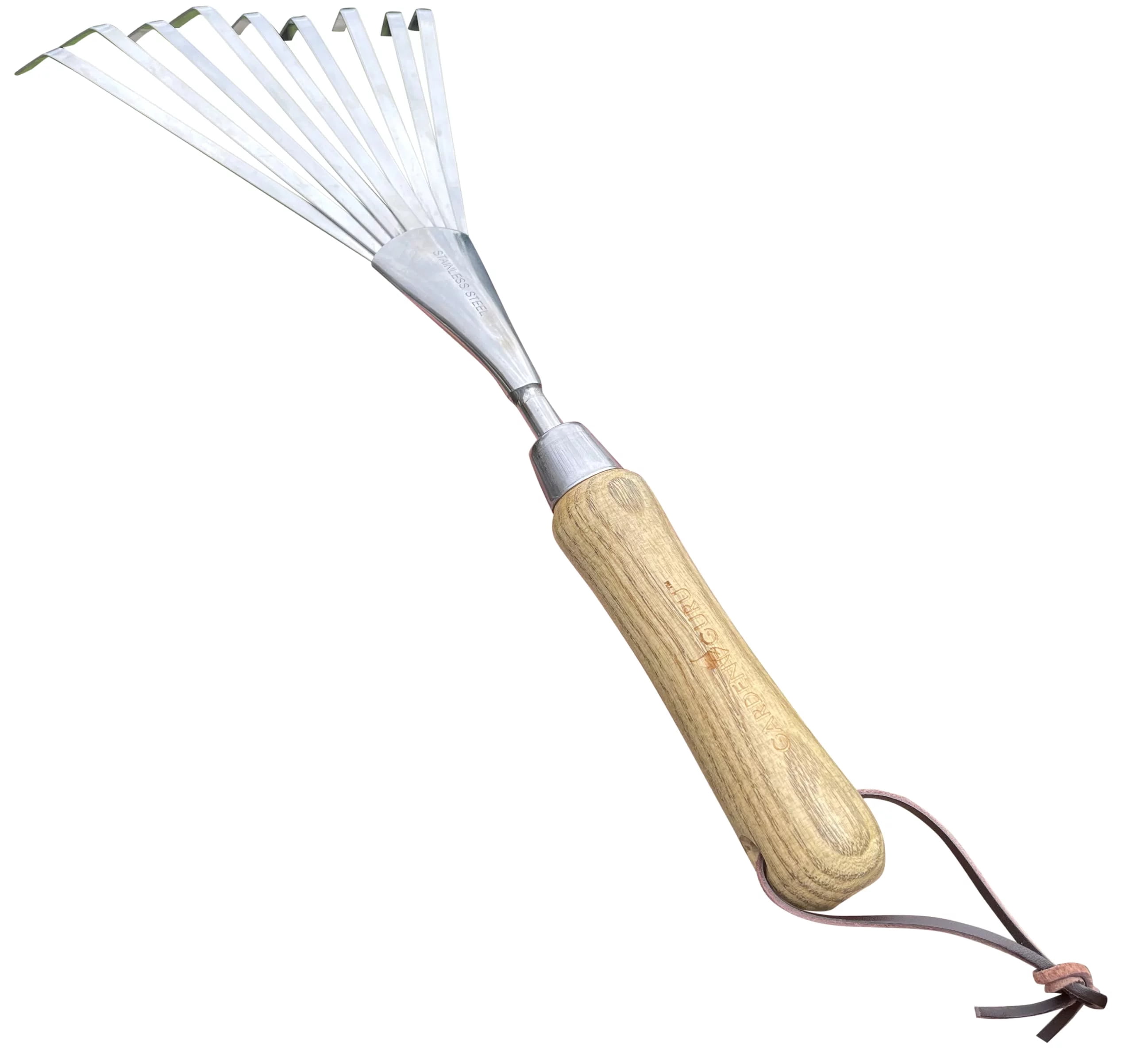 Garden Guru Eco Hand Rake Soil Tiller - 100% Recycled Stainless Steel - Rust Resistant - FSC Certified Wood Ergonomic Handle - Great for Gardening Cultivating Loosening Soil & Spreading Mulch (4)